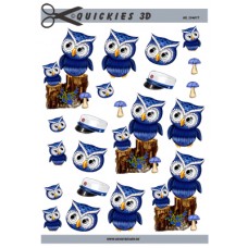 Quickies 3d - Ugler med Blå Studenter Hue