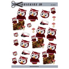 Quickies 3d - Ugler med Rød Studenterhue