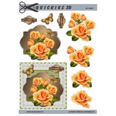 Quickies 3d - Rose med baggrund -Laksefarve