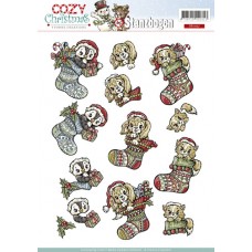 udstanset- Yvonne Creation - Cozy Christmas  - Kat - Hund 