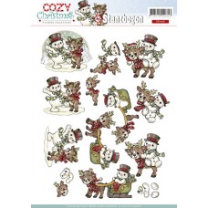 Yvonne Creation - Cozy Christmas  - Snemænd - Rensdyr - Udstanset