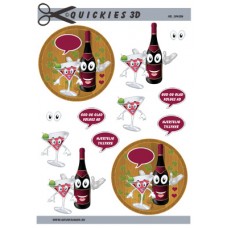 Quickies 3D - Sjov Vinflaske og Glas