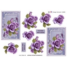 Blomster -Lilla  Rose i Ramme 