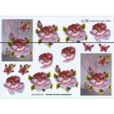 Blomster - Rose med Baggrund - Sommerfugl