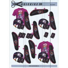 Quickies 3D - Skateboard - Trøje - Hjelm - Pink