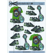 Quickies 3D -Waveboard - Trøje - Hjelm - Grøn