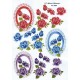 Blomster - Smukke roser i ovalerammer - rød - blå - lilla