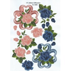 Blomster - Roser i firkløver - Lyserød og mørkeblå