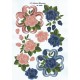 Blomster - Roser i firkløver - Lyserød og mørkeblå