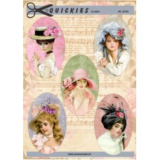 Quickies til Scrap - Nostalgiske billeder af Damer i oval ramme
