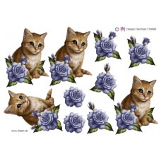 Dyr - Kat med blå rose