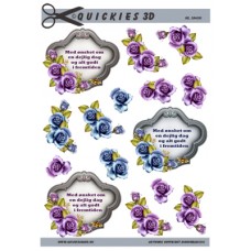 Quickies 3d - Blå og Lilla rose ved ramme