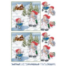 Jul -Nissemor og Pige  i sneen