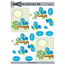 Quickies 3D - Blå fugl med taleboble