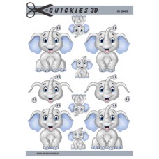 Quickies 3d - Lyseblå  Elefant