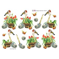 Blomster - Fugl med Tulipaner