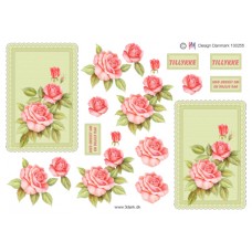 Blomster - Rose i grøn ramme