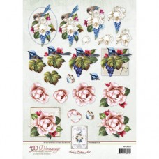 Blomster - Rose med fugl