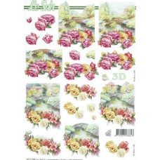 Blomster - Rose med landskab