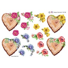 Blomster - Træhjerte med blomster
