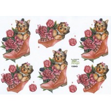 Blomster - Dekoration med hund
