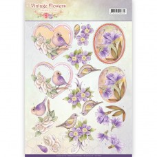 Blomster - Blomst i ramme - Fugl