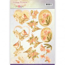 Blomster - Blomst i ramme - Fugl