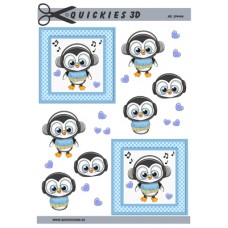 Quickies 3D - Blå pingvin med hørebøffer