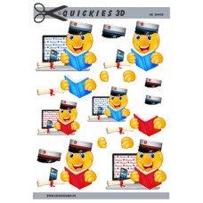 Quickies 3D - Student - Blå - Rød hue - Dreng