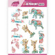 Udstanset - Yvonne Creation - Floral Pink - Elefant - Giraf