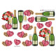 Flasker/Glas - Champagne med glas og blomster